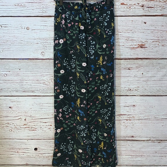 Anna Glover x H&M Floral Palazzo Pants Green 6 - Picture 3 of 13